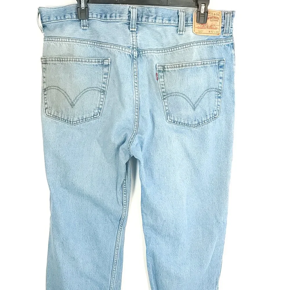Levi's Jeans Men's 42x30 550 Relaxed Fit Blue Denim Faded Distressed - Picture 6 of 15
